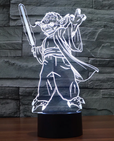 Star Wars Inspired Posing Yoda 3D Optical Illusion Lamp